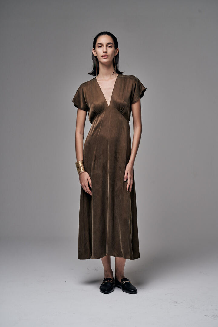 Abito lungo in cupro