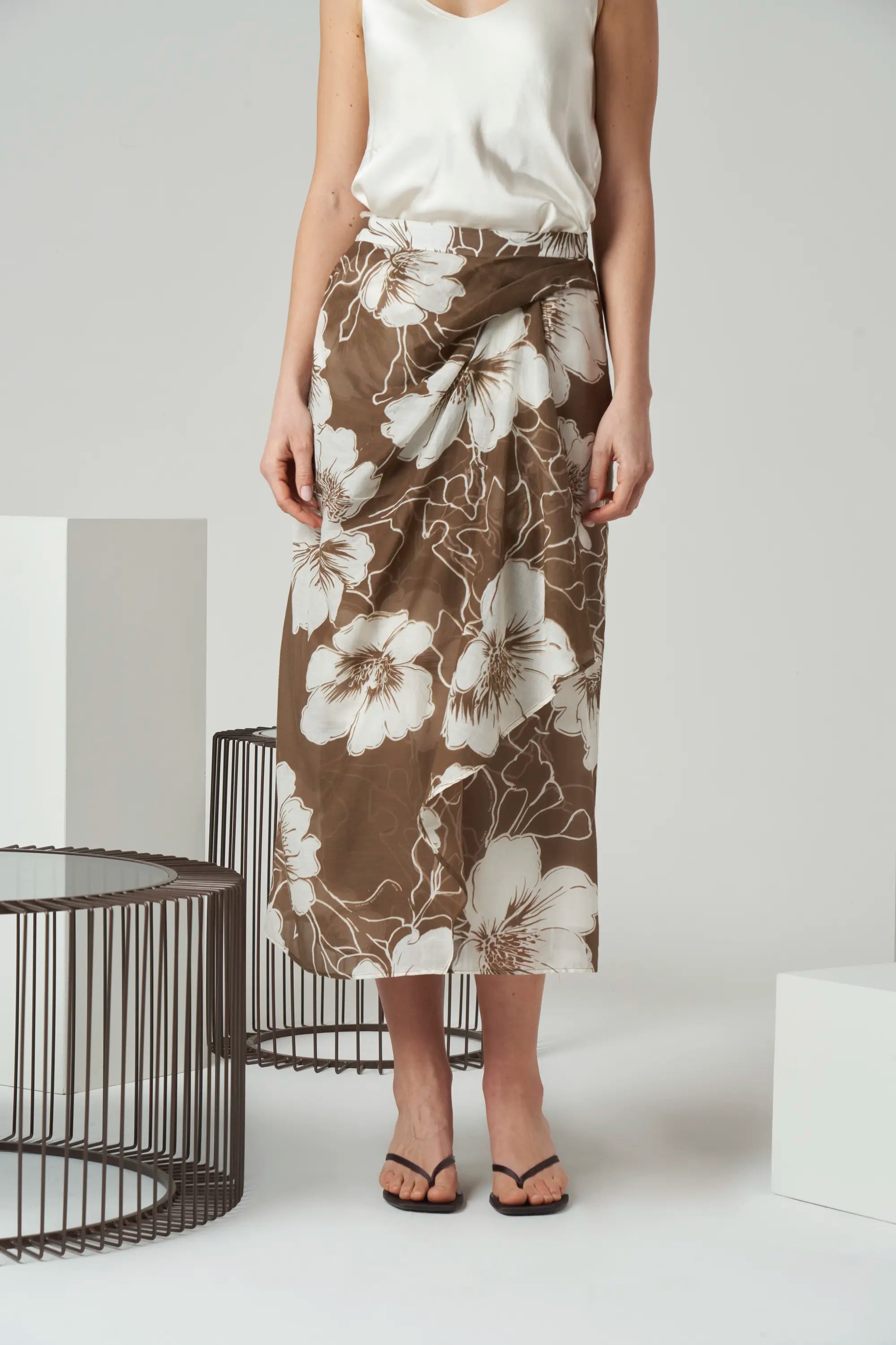 Printed Cotton Silk Skirt