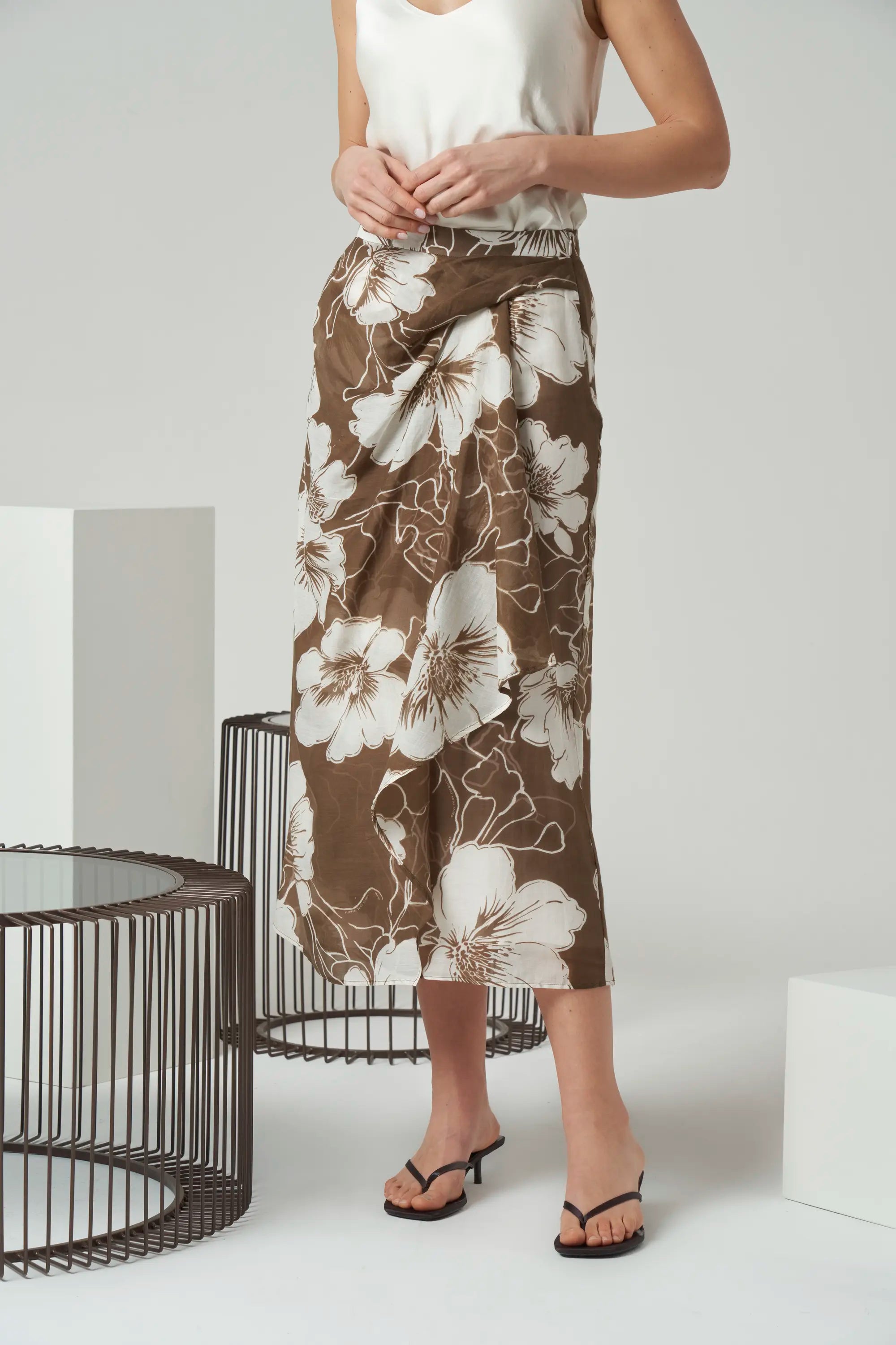 Printed Cotton Silk Skirt