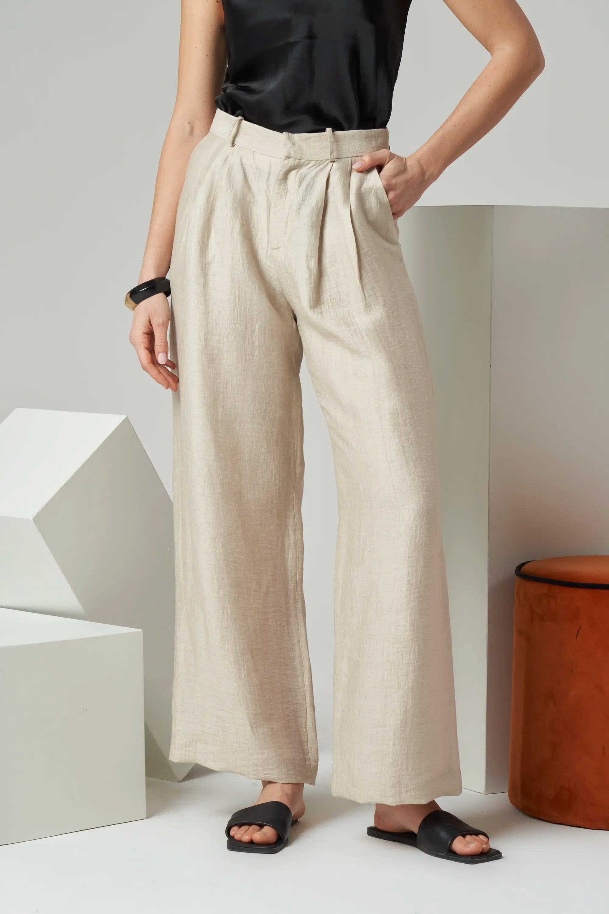 Linen Straight Leg Trousers