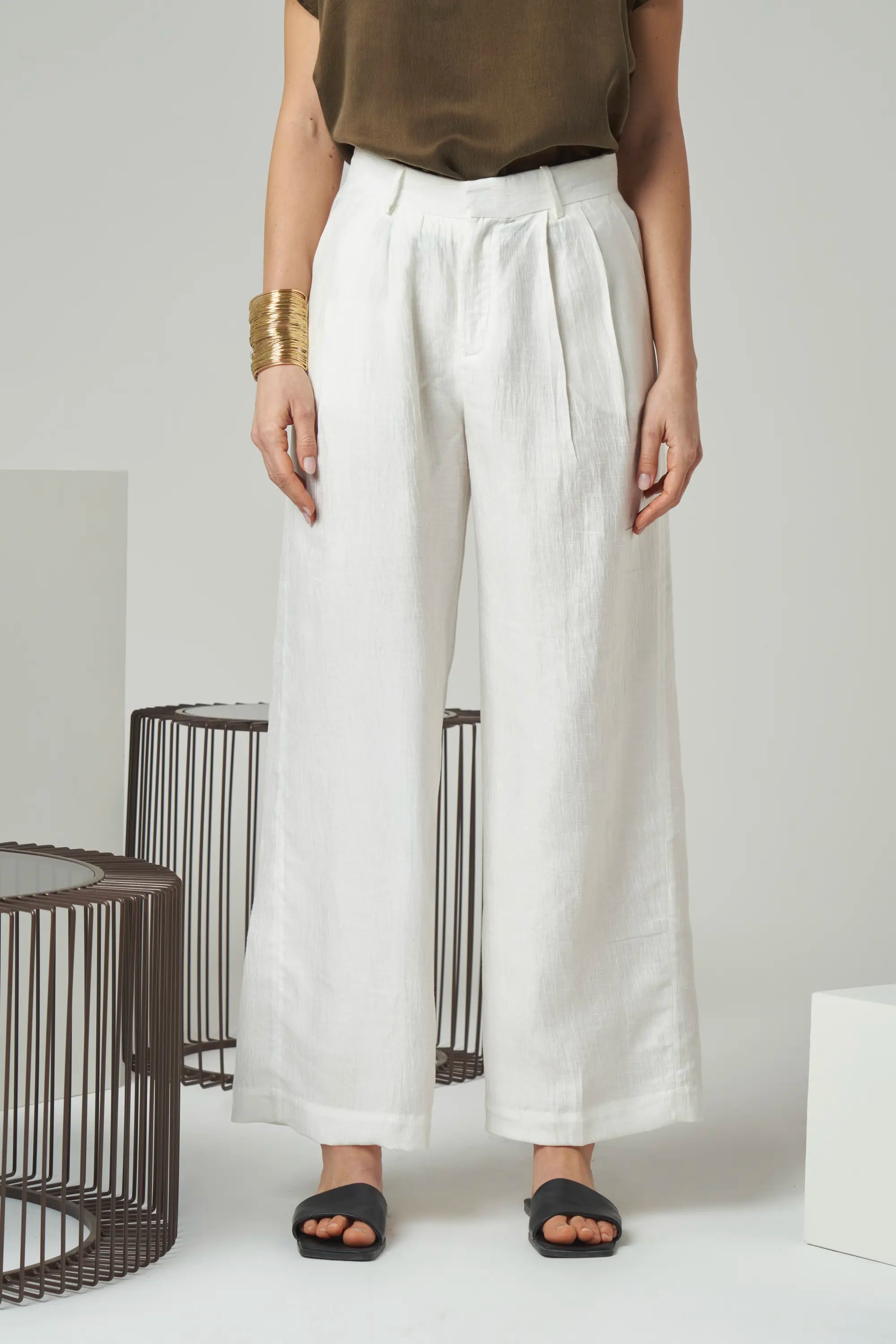 Linen Straight Leg Trousers