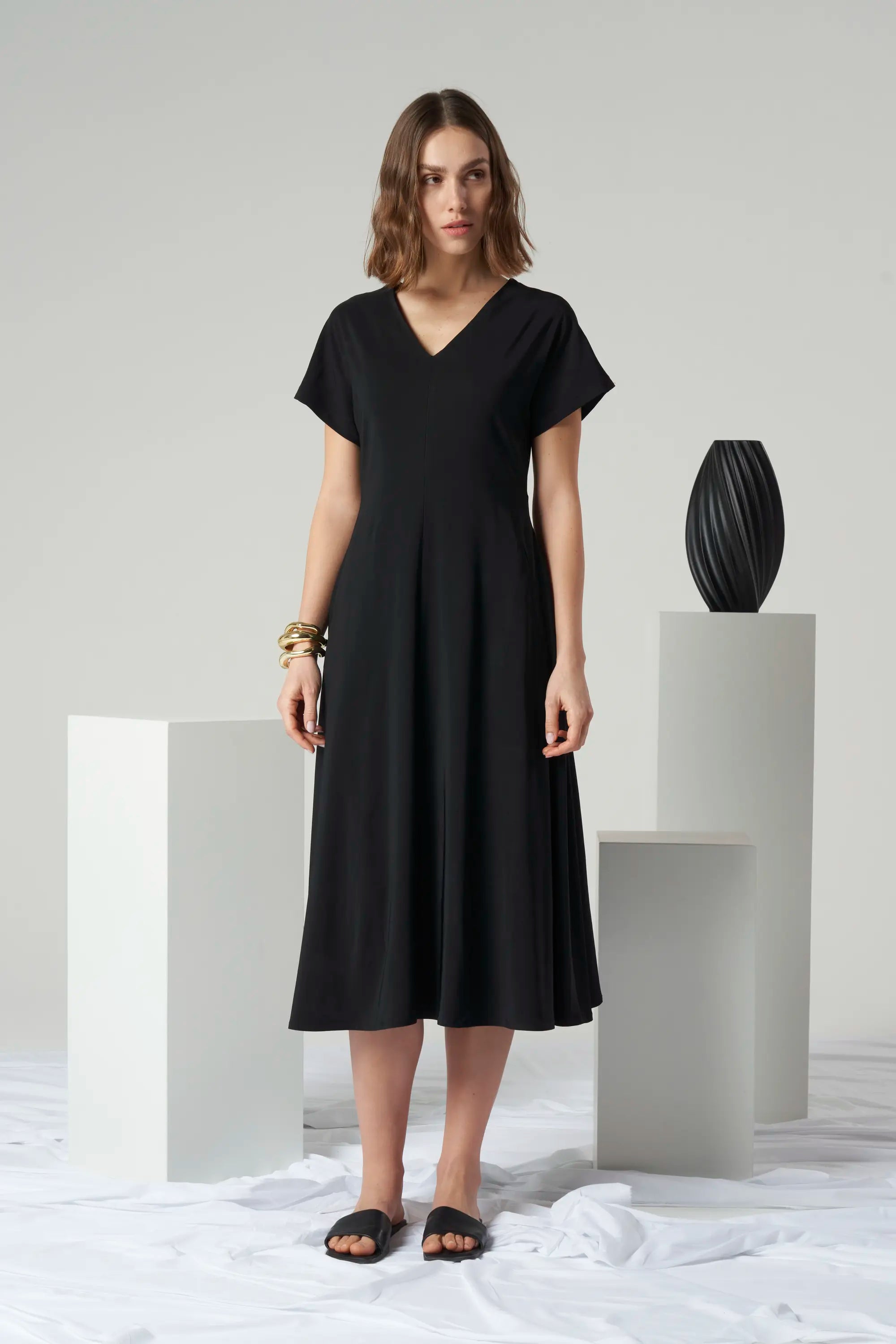 Fluid Viscose Midi Dress