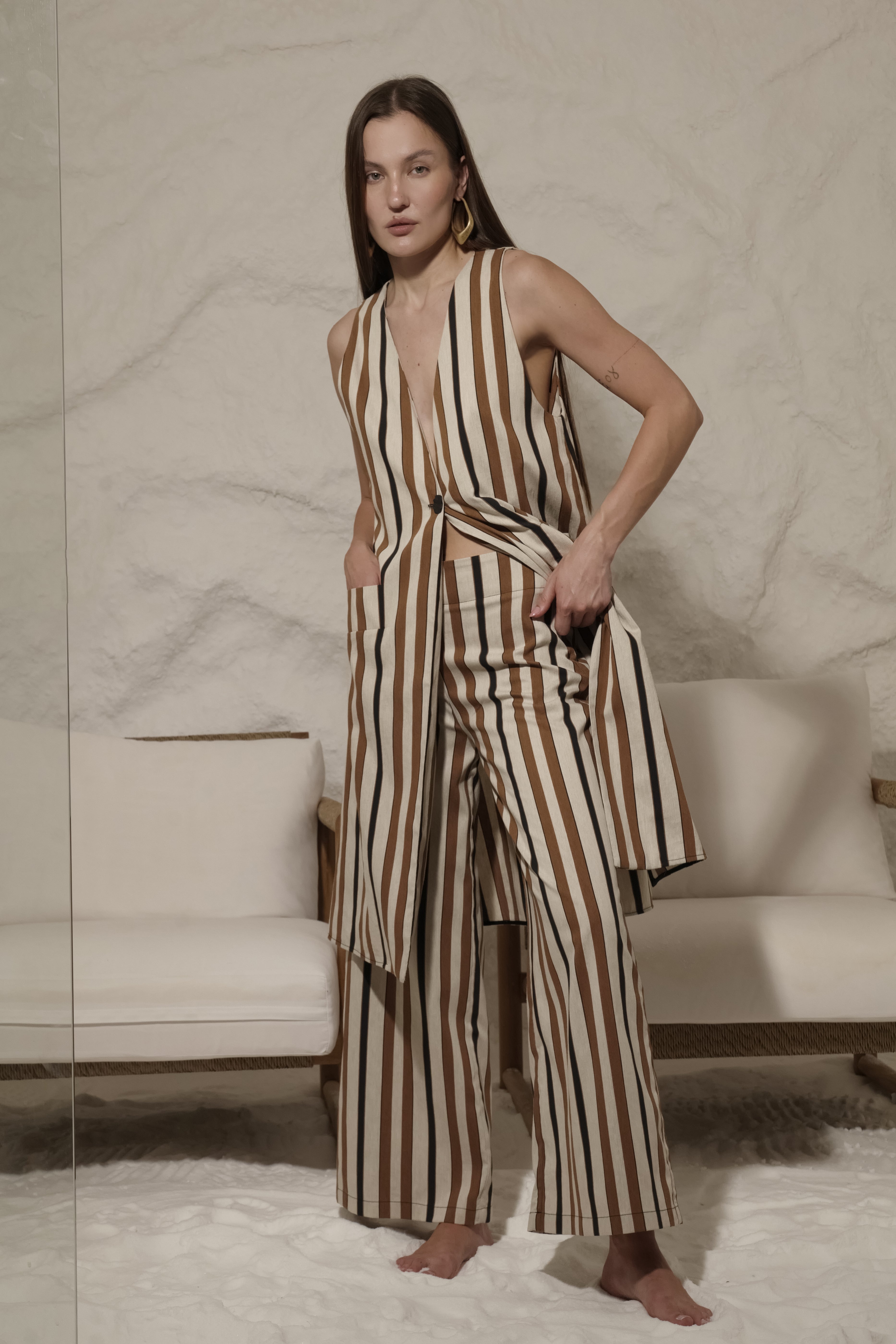 PANTALONI DRITTI A RIGHE
