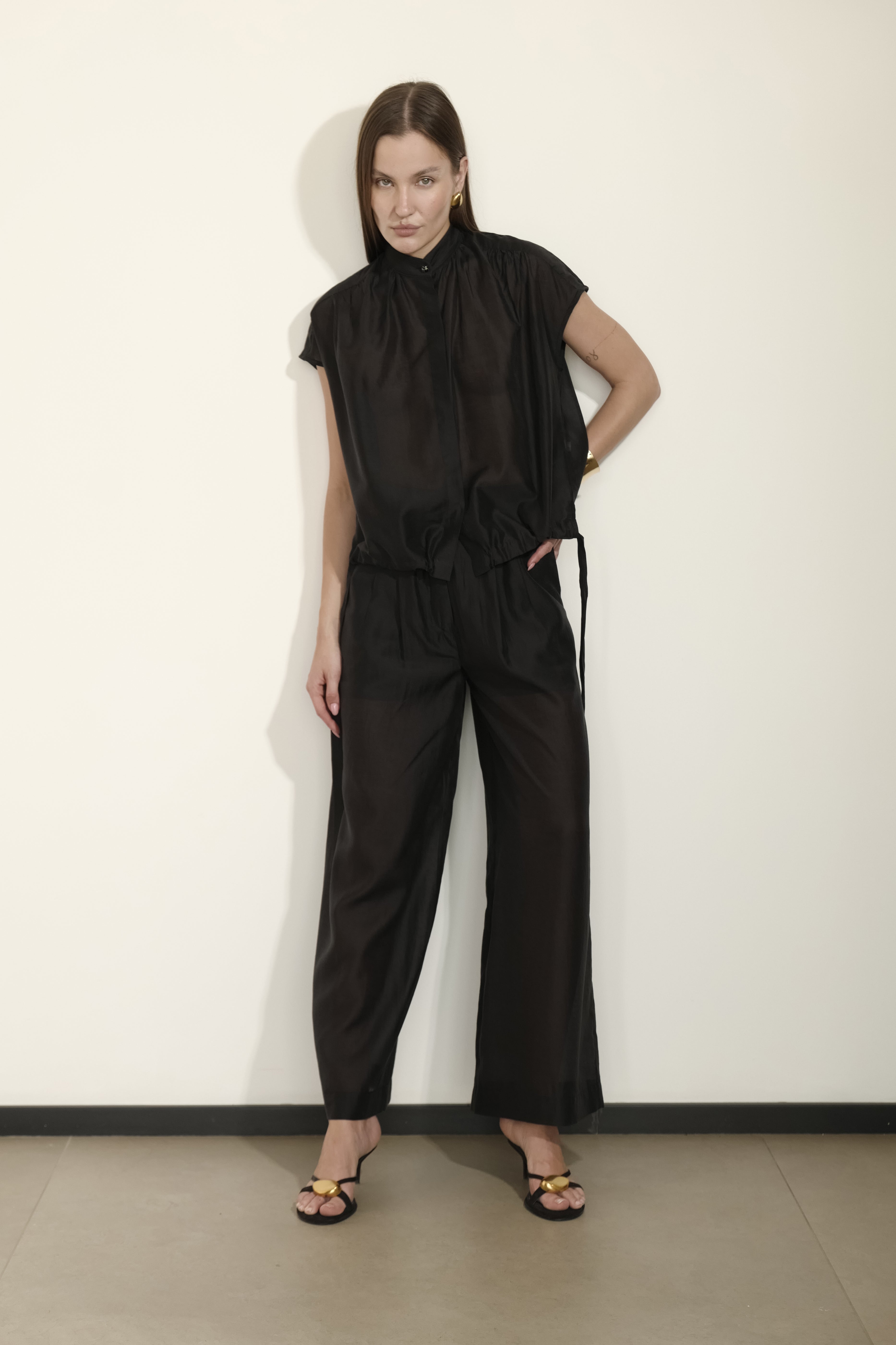 PANTALONI DRITTI IN VOILE