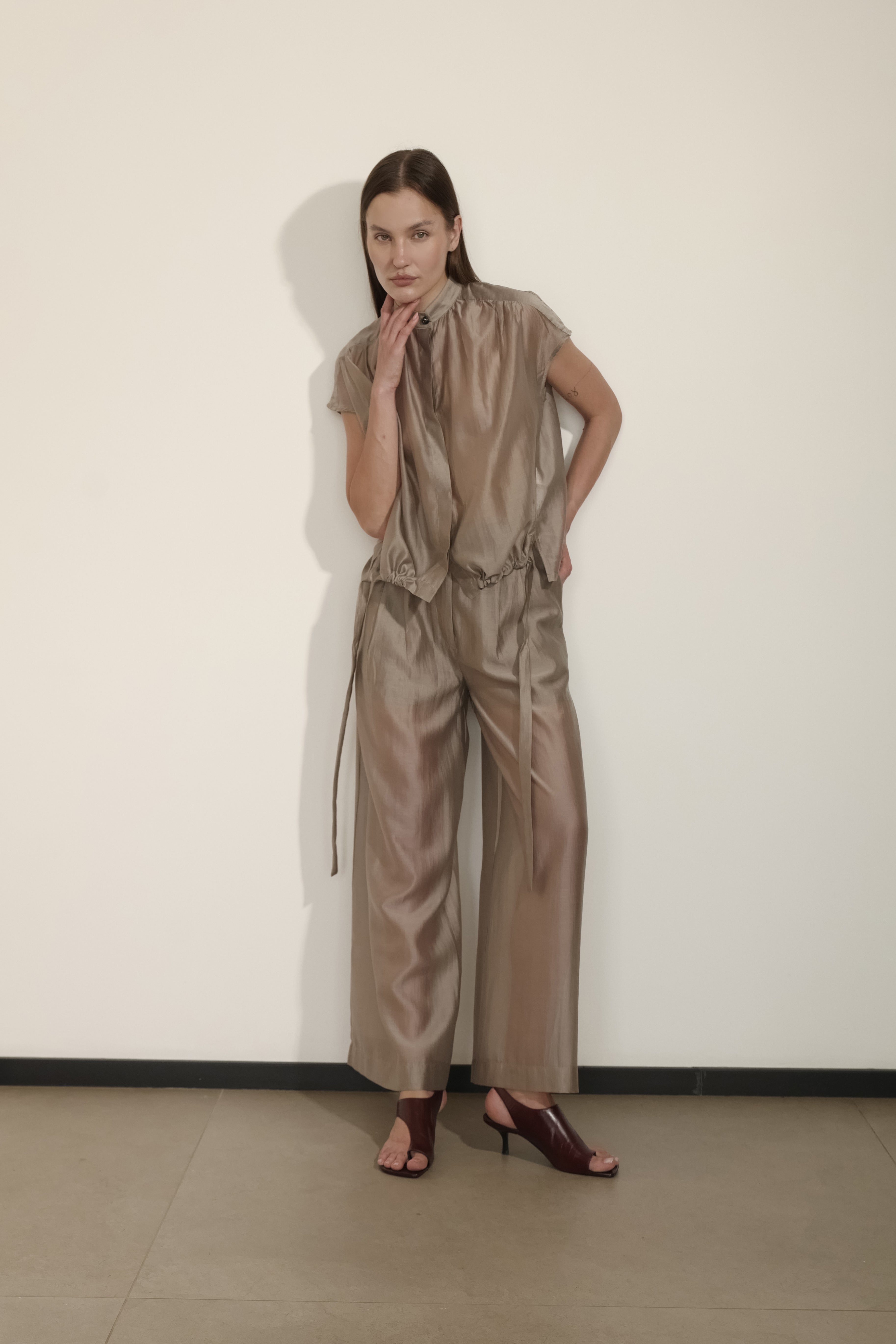PANTALONI DRITTI IN VOILE