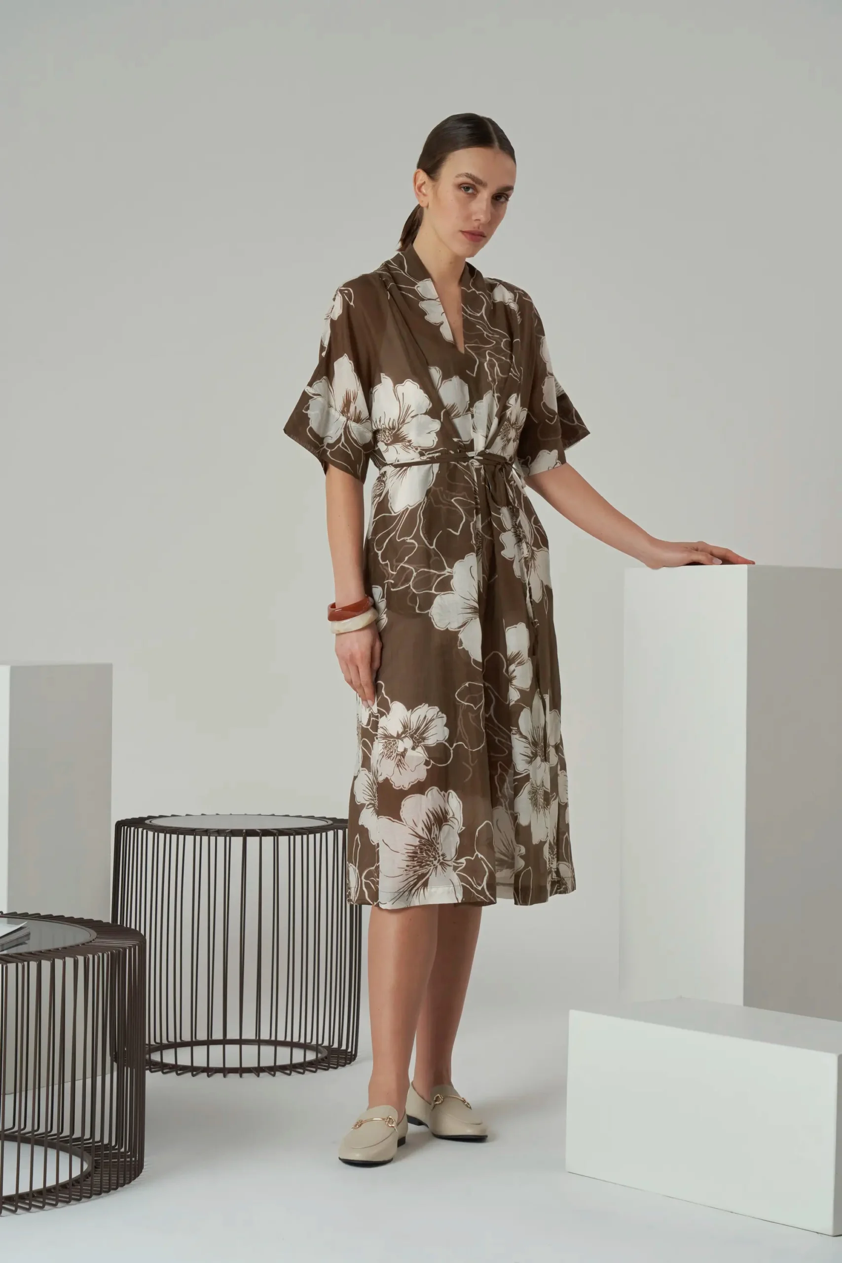 images Cotton Silk Printed Dress - Image 1