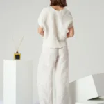 Textured Wide Leg Trousers