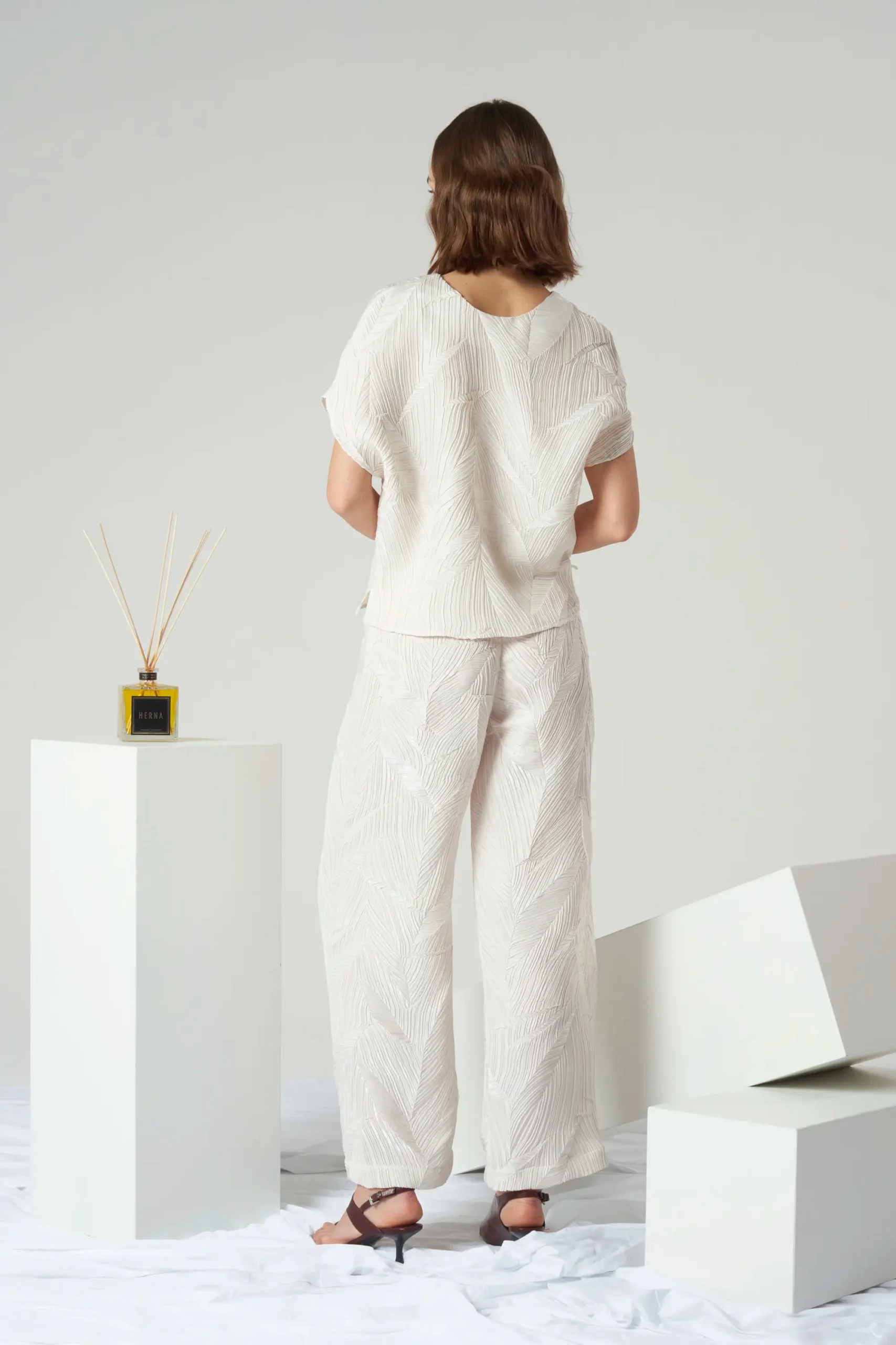 images Textured Wide Leg Trousers - Image 1